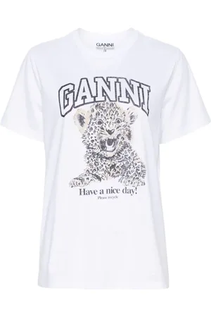 Ganni T-Shirt mit Leoparden-Print