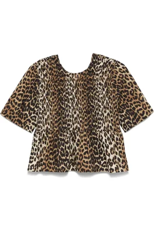 Ganni Gesmokte Bluse mit Leopardenmuster