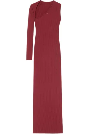 Courrèges Geripptes Strickkleid