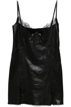 BLUMARINE Minikleid aus Leder mit Spitzenbesatz