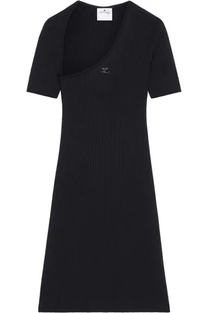 Courrèges Geripptes Strickkleid