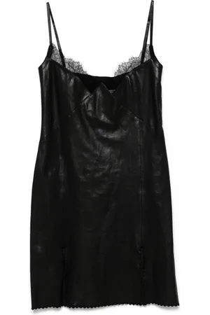 BLUMARINE Minikleid aus Leder mit Spitzenbesatz