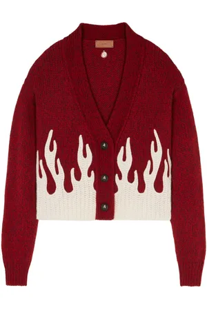 Alanui Cropped-Cardigan mit Flammenmotiv
