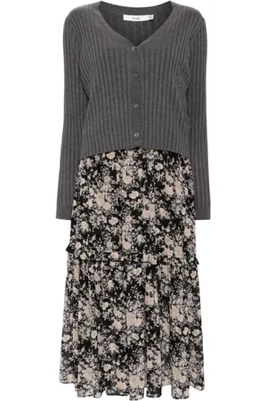 B+AB Geripptes Cardigan-Set