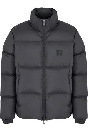 Emporio Armani Gefütterte Jacke mit Logo-Patch