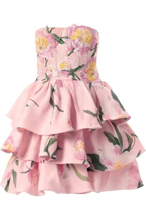 Carolina Herrera Gerüschtes Minikleid mit Blumen-Print