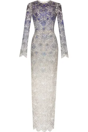Oscar de la Renta Ombré-Abendkleid mit Kristallstickerei