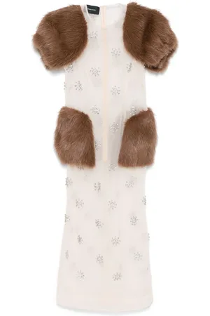 Simone Rocha Midikleid mit Faux-Fur-Einsätzen