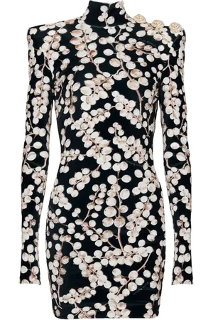 Balmain Samt-Minikleid mit Johannisbeeren-Print