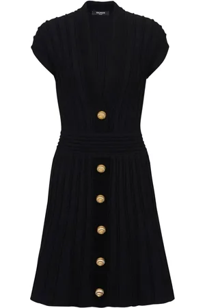 Balmain Geknöpftes Samt-Minikleid