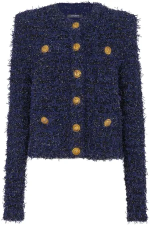 Balmain Tweed-Jacke mit Knöpfen