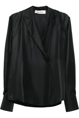 Rohe Bluse mit asymmetrischem Revers