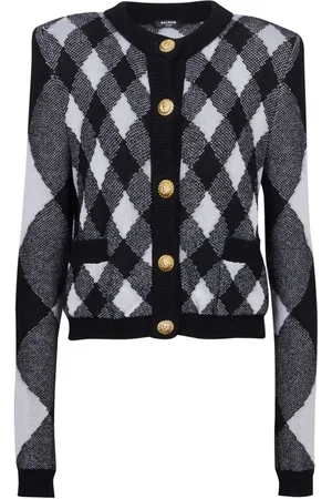 Balmain Cardigan mit Gingham-Karo