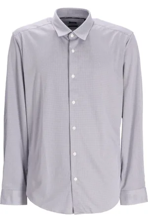 HUGO BOSS Mikro-Kariertes Hemd aus Stretch-Jersey