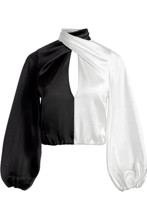 ALICE+OLIVIA Mahagoni Cropped-Top mit verdrehtem Kragen