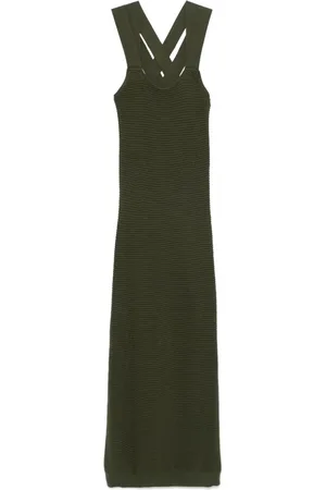 Patou Schurwoll-Midikleid mit überkreuzten Trägern