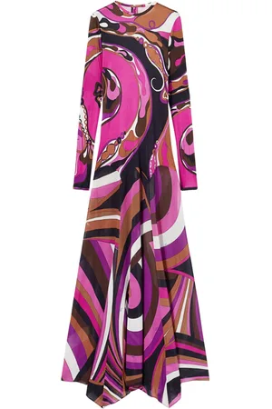Puccini Maxikleid mit Orchidee and Iride-Print