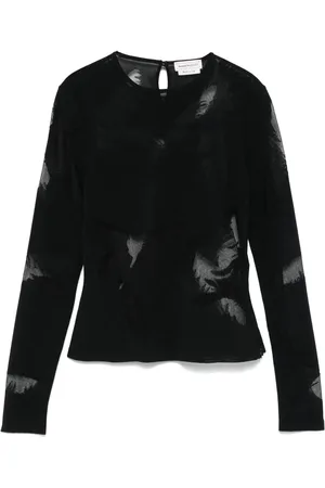 Alexander McQueen Bluse mit Feder-Intarsie