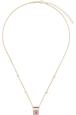 JACQUIE AICHE 14kt Gelbgoldhalskette mit Diamant und Aquamarin