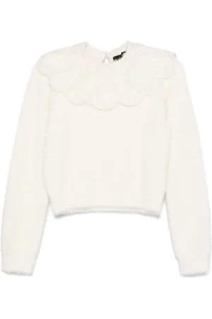 ROTATE Strickpullover mit Spitzenkragen