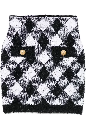 Balmain Tweed-Minirock mit Vichy-Karo