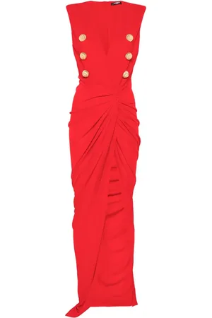 Balmain Klassisches Maxikleid aus Krepp