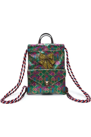 Gucci Brocade Animalier Rucksack mit Kordelzug