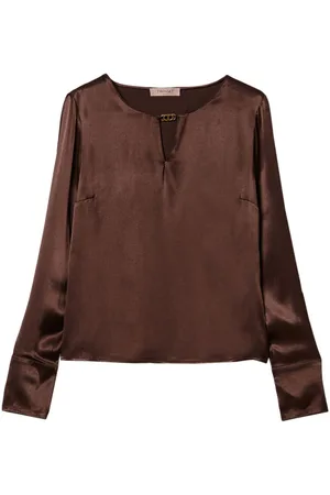 Twin-Set Satinbluse mit Logo-Applikation