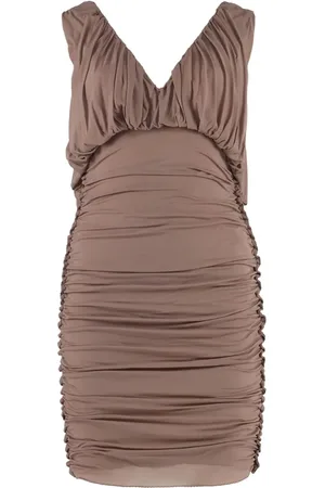 Saint Laurent Gerafftes Minikleid mit V-Ausschnitt