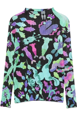 PLEATS PLEASE ISSEY MIYAKE Top mit Blumen-Print