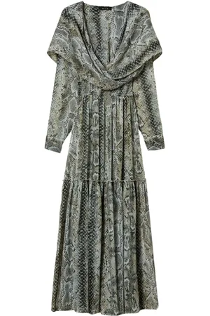 Twin-Set Krepp-Maxikleid mit Schlangen-Print