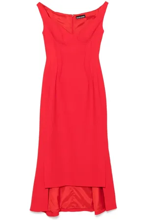 DAVID KOMA Schulterfreies Midikleid mit Abnähern