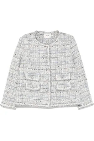 B+AB Tweed-Jacke mit rundem Ausschnitt