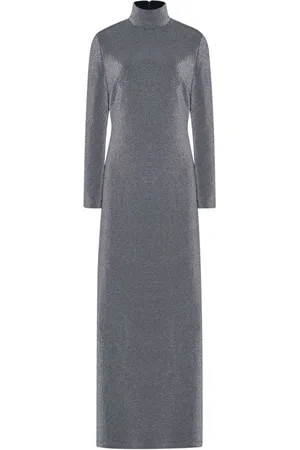 ROSETTA GETTY Metallic-Maxikleid mit Stehkragen