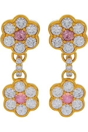 BUDDHA MAMA 20kt Flower Gelbgoldohrringe mit Diamanten