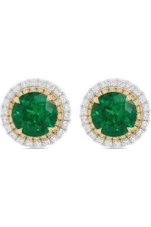 HYT Jewelry 18kt Weißgoldohrringe mit Diamanten und Smaragd
