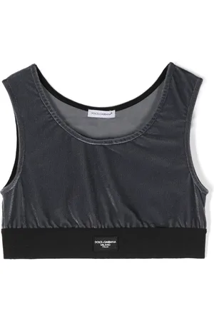 Dolce & Gabbana Samt-Top mit Logo-Patch