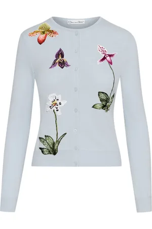 Oscar de la Renta Orchid Threadwork Cardigan