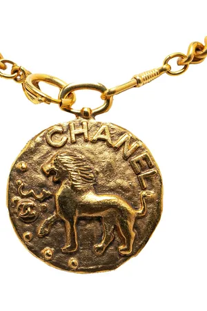 CHANEL 20th Century vergoldete Leo Lion Medallion Halskette mit Anhänger