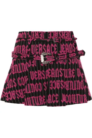 VERSACE Falten-Minirock mit Logo-Stickerei
