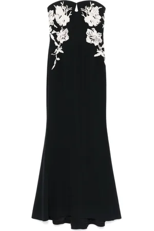 Elie saab Schulterfreies Midikleid mit Stickerei