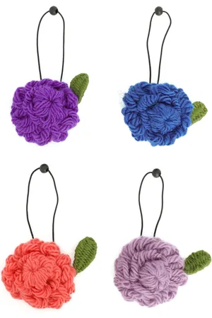 AMIR SLAMA Haargummis mit Blumenapplikation (4er-Set)