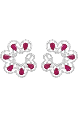 HYT Jewelry 18kt Weißgoldohrringe mit Diamanten und Rubin
