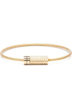 Le Gramme 18kt Pyramid Guilloche Cable Gelbgoldarmband