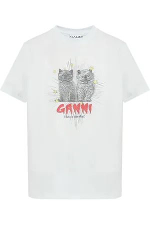 Ganni T-Shirt mit Katzen-Print