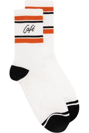 Café Kitsuné Gerippte Intarsien-Socken mit Logo