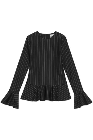 Ganni Schößchen-Bluse mit Nadelstreifen