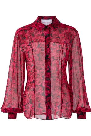 Carolina Herrera Georgette-Bluse mit Rosen-Print