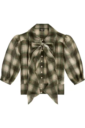 Ralph Lauren Karierte Seidenbluse