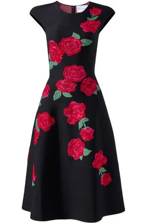 Carolina Herrera Jacquard-Midikleid mit Blumenmuster